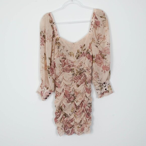 Zara Floral Print Draped Ruched Dress Blogger Favorite Womens Size Large - Picture 10 of 13